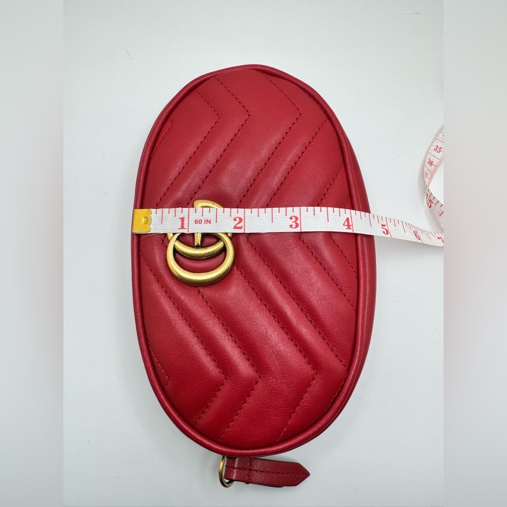 Gucci Marmont Oval Belt Bag Interlocking GG Quilted Leather Red Small 75 cm - Picture 7 of 16